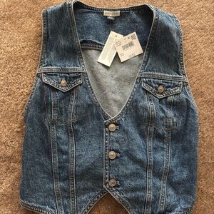 American Eagle Outfitters Blue Denim Vest